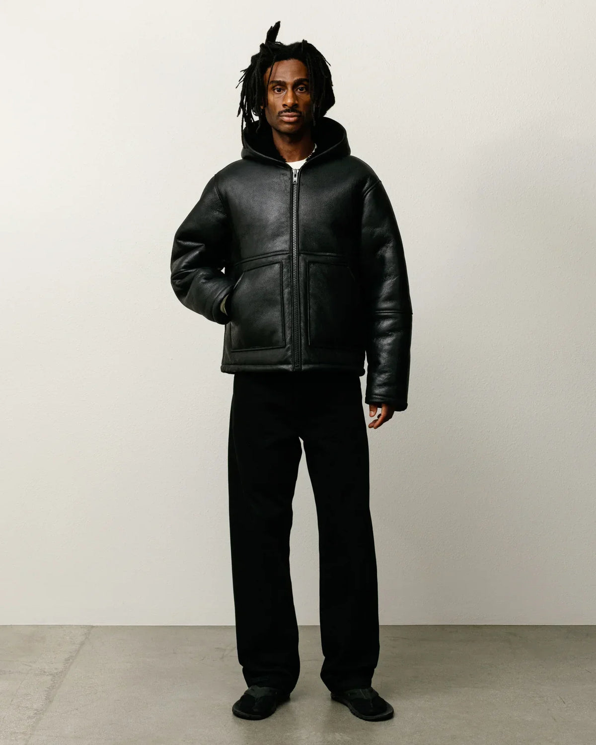 STUSSY SHEARLING HOODED JACKET