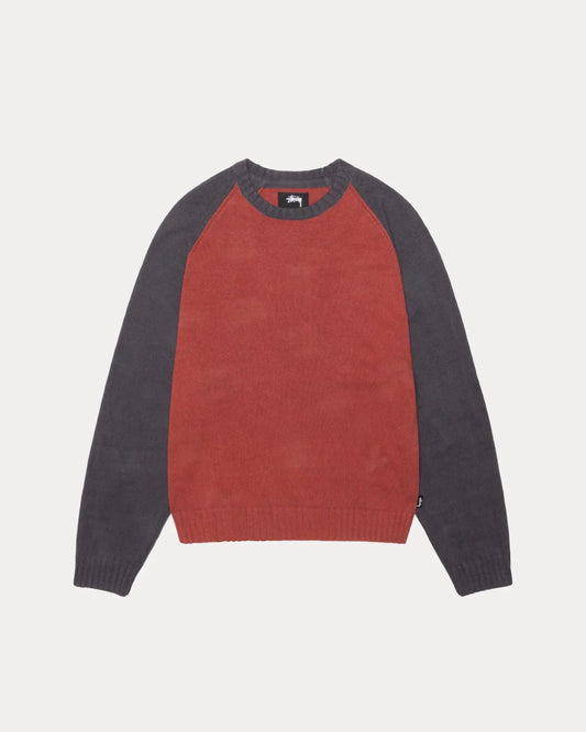 STUSSY COLORBLOCKED RAGLAN KNIT CREW